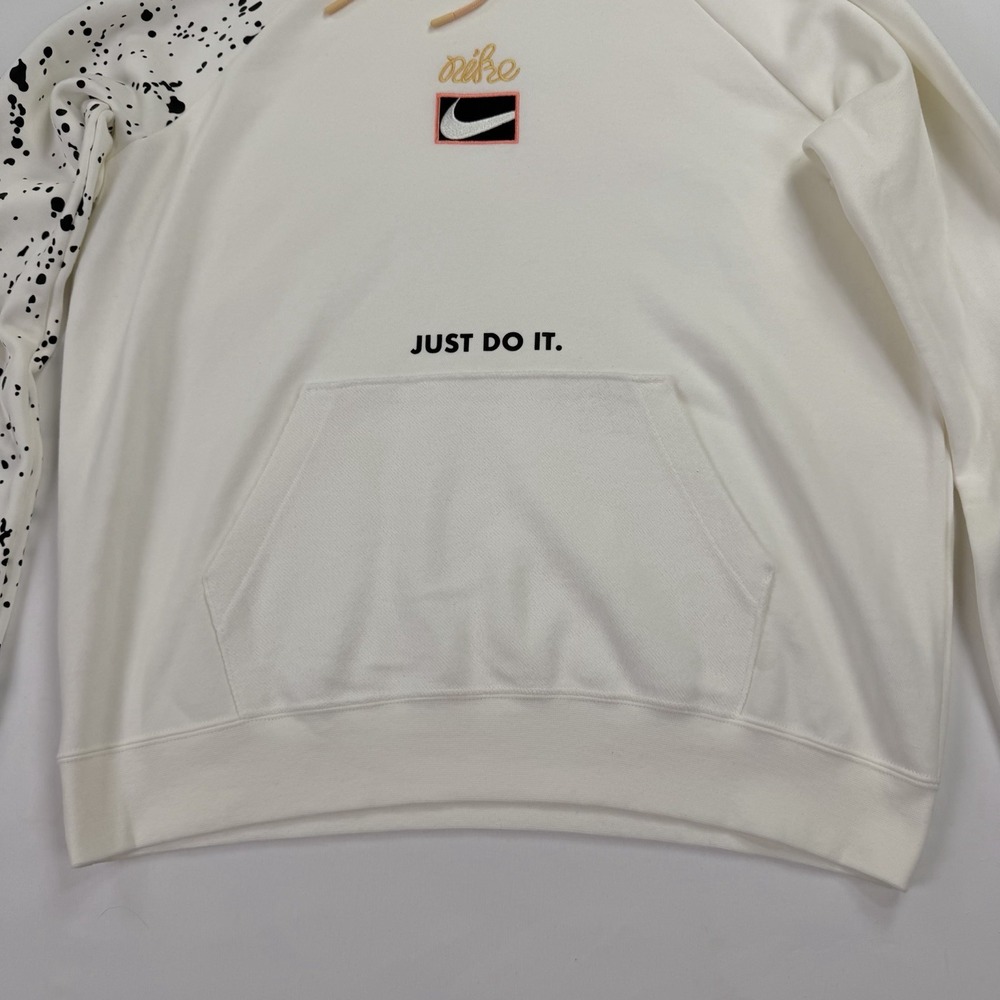 Nike Sportswear Just Do It Hoodie Sweatshirt White Pink Splatter Logo Women's L - Picture 4 of 15
